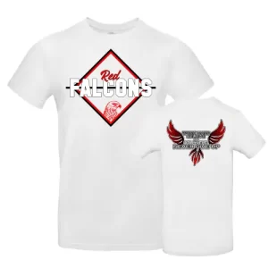 Red Falcons Cheersport Cheerleading Training Sport Cheerleader T-Shirt White