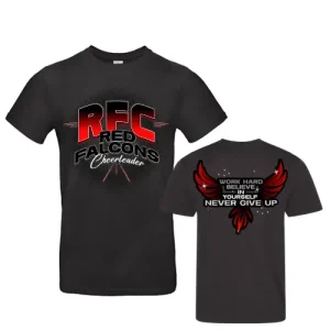 Red Falcons Cheersport Cheerleading Training Sport Cheerleader Shirt Black