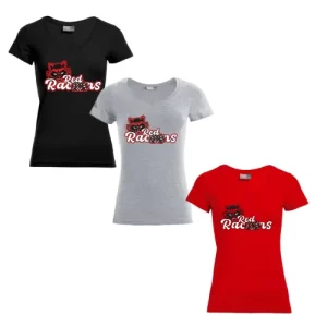 Red Racoons Cheerleader Cheersport Training Sport Cheerleader Slim Fit V-Neck Shirt